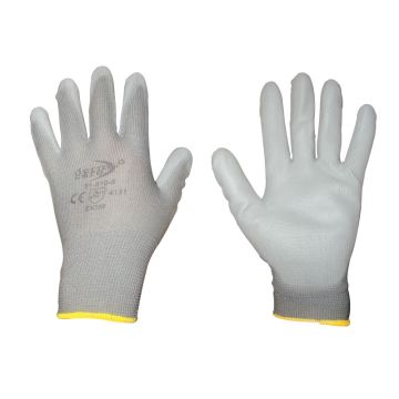 Guantes de nylon con poliuretano gris #8 Derma Care