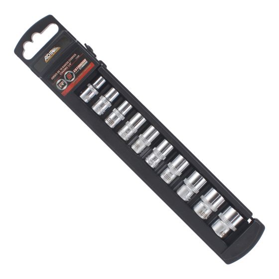 Juego de 10 dados cortos estándar mando 1/4" 11528 Adir