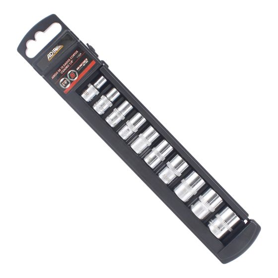 Juego de 10 dados cortos milimétricos mando de 1/4" 10529 Adir