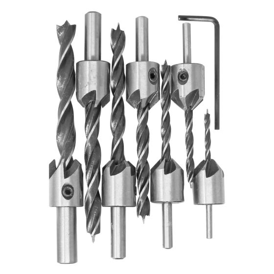 Juego de 7 brocas avellanadoras para madera 11534 Adir