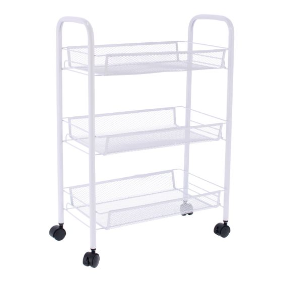 Carrito organizador de metal blanco 12137 DECO HOGAR