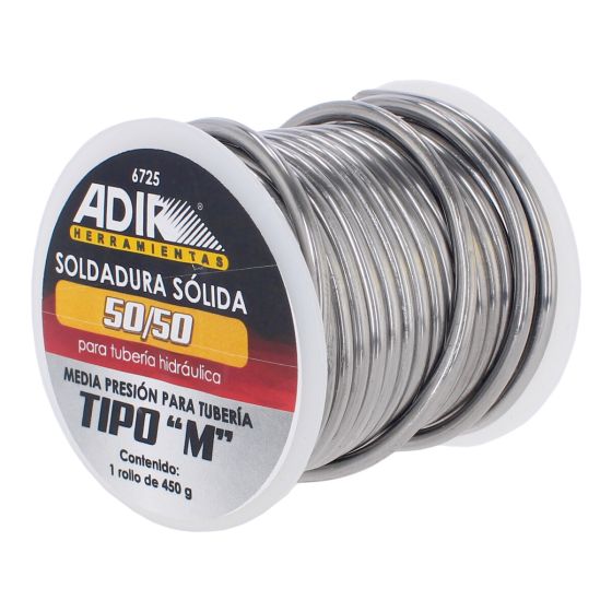 Soldadura sólida 50 / 50 para tubería hidráulica 450 gr 6725 Adir
