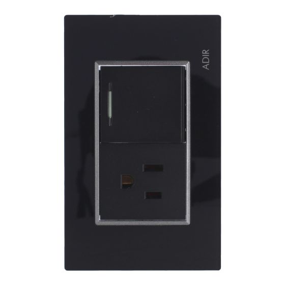 Placa con 1 apagador sencillo y 1 contacto aterrizado Tiffany Cristal 9789 Adir