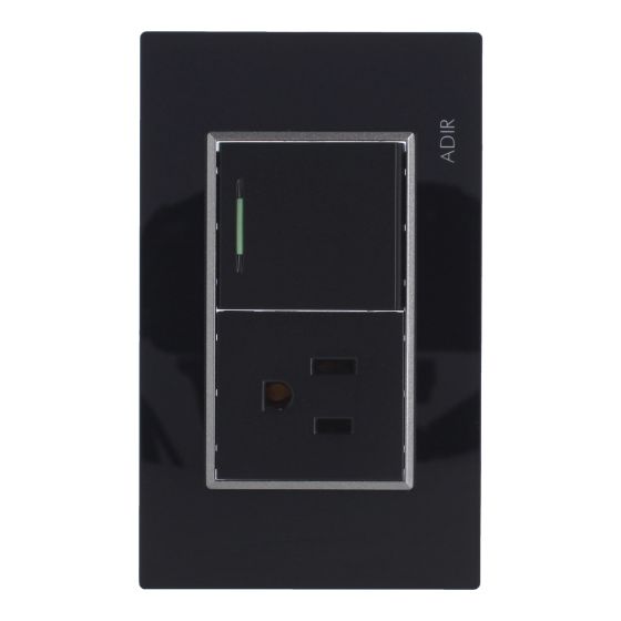 Placa con 1 apagador de escalera y 1 contacto aterrizado Tiffany Cristal 9790 Adir