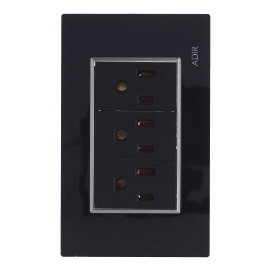 Placa con 3 contactos aterrizados Tiffany Cristal 9793 Adir