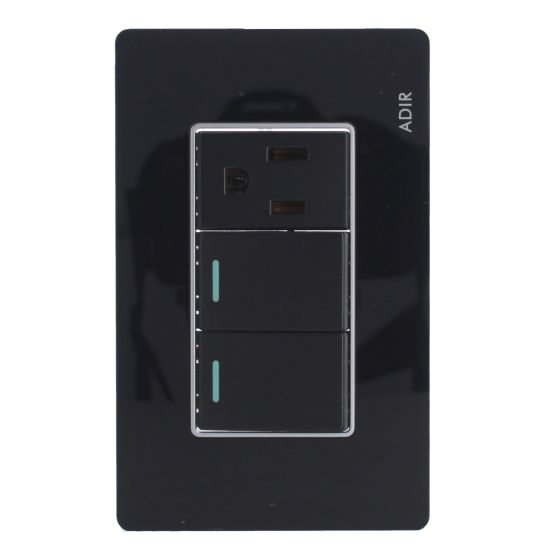 Placa con 2 apagadores sencillos y 1 contacto aterrizado Tiffany Cristal 9794 Adir