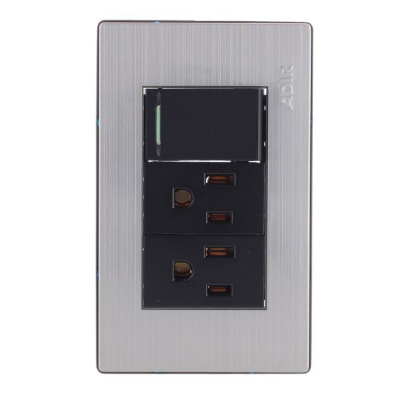 Placa con apagador sencillo y 2 contactos aterrizados Mayorca 9815 Adir