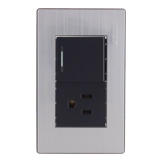 Placa con 1 apagador sencillo y 1 contacto aterrizado Mayorca 9817 Adir