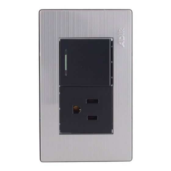 Placa con 1 apagador de escalera y 1 contacto aterrizado Mayorca 9825 Adir