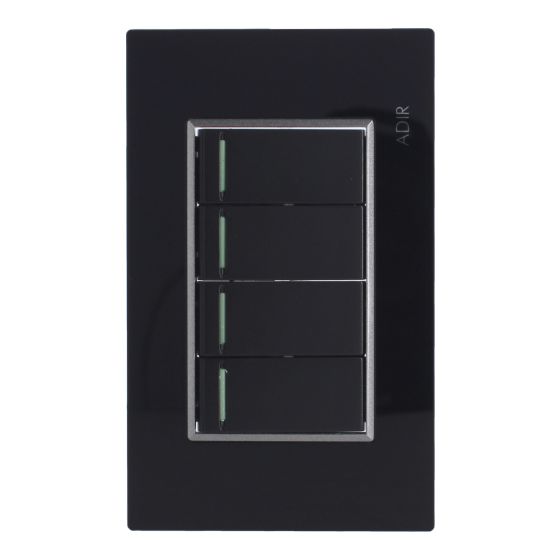 Placa con 4 apagadores de escalera Tiffany Cristal 9883 Adir