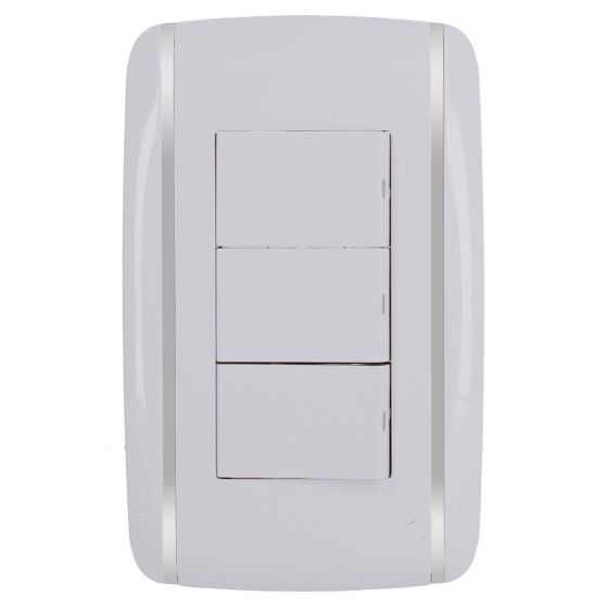 Placa con 3 apagadores sencillos Bali 9889 Adir