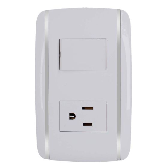 Placa con 1 apagador de escalera y 1 contacto aterrizado Bali 9894 Adir