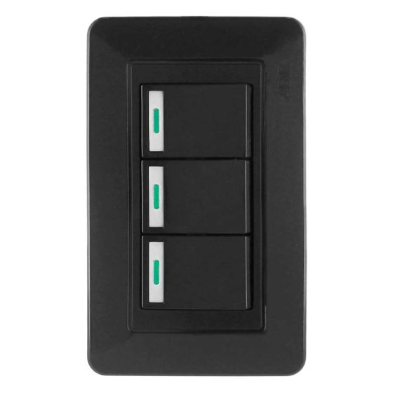 Placa con 3 apagadores sencillos Capri 9955 Adir