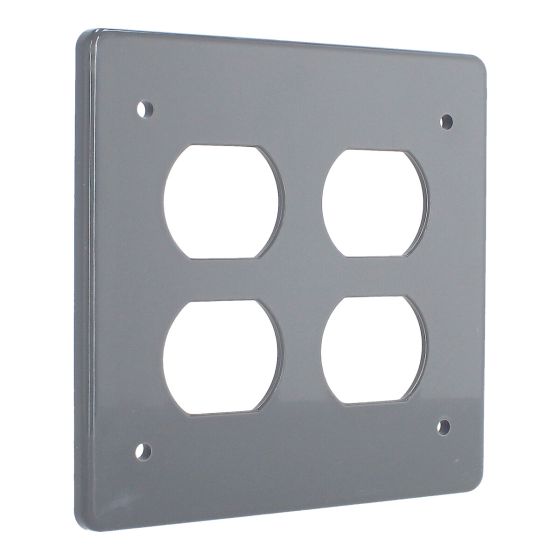 Tapa no metálica pesada cuadrada para 2 tomas dobles gris TPRD019G ARGOS