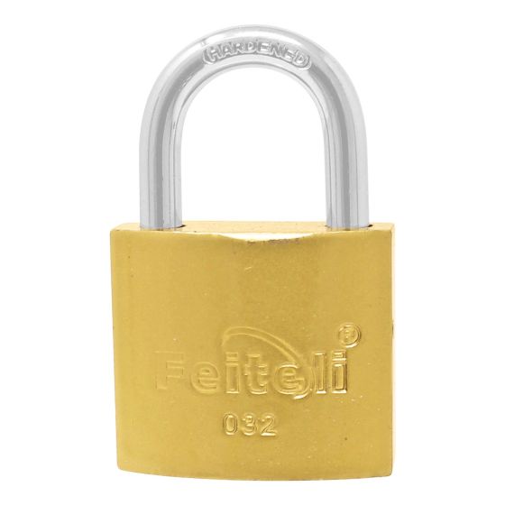 Candado de hierro gancho corto dorado E4 32 mm Feiteli