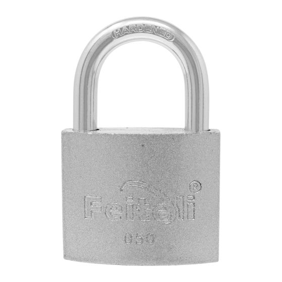 Candado de hierro gancho corto gris E2 50 mm Feiteli