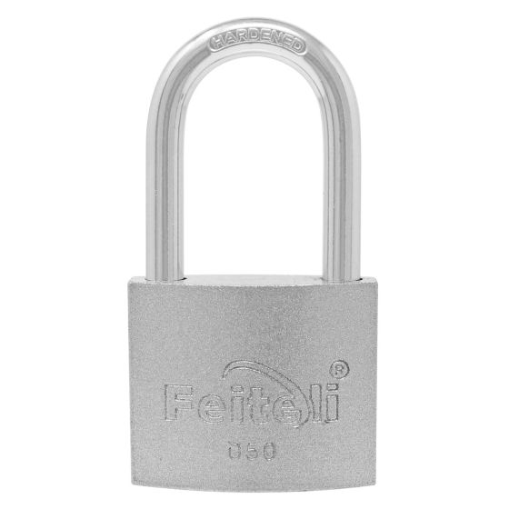 Candado de hierro gancho largo gris E2L 50 mm Feiteli