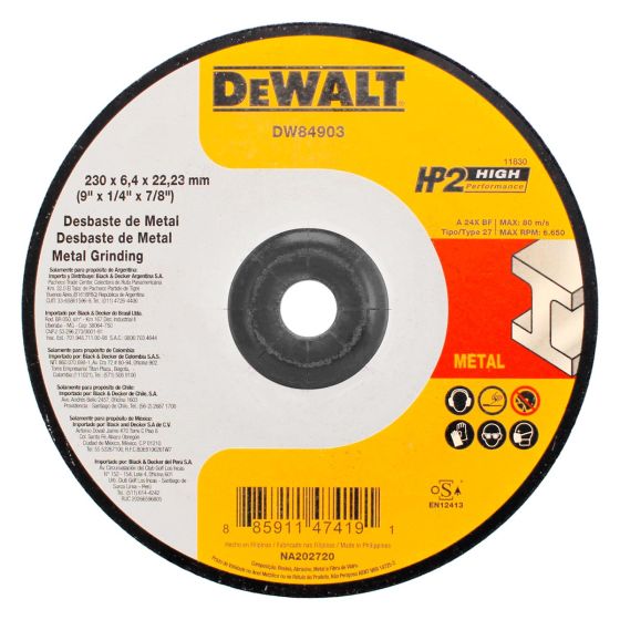 Disco para desbaste 9" DW84903 DeWalt