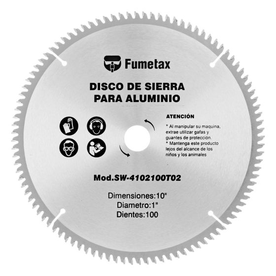 Disco sierra para corte de aluminio 10" x 100 D SW-4102100T02 Fumetax