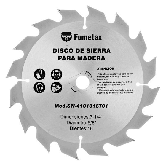 Disco sierra para corte de madera 7-1/4" x 16 D SW-4101016T01 Fumetax