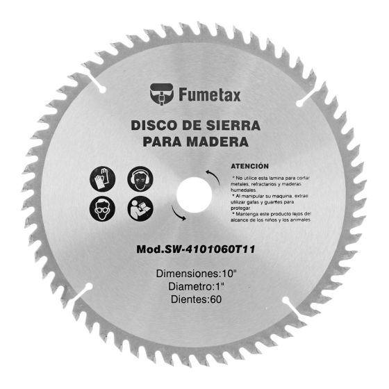 Disco sierra para corte de madera 10" x 60 D SW-4101060T11 Fumetax