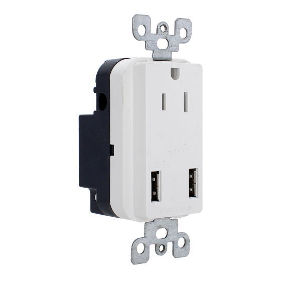 Receptáculo aterrizado con doble USB FU1328 Fulgore