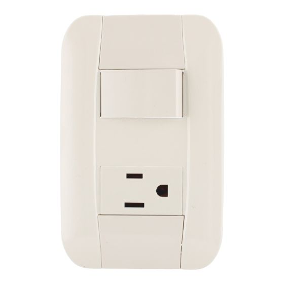 Placa clásica con 1 apagador sencillo y 1 contacto aterrizado FU1450 Fulgore