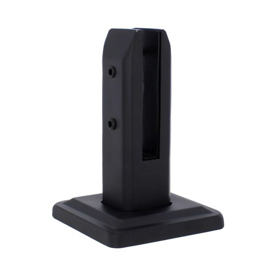 Grapa rectangular negra para barandales de vidrio Axcent