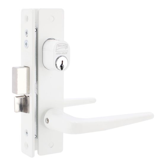 Cerradura de embutir blanca para perfiles de aluminio 549 SLIM Phillips