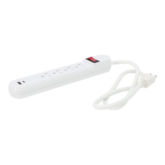 Multicontacto 4 contactos, 1 puerto USB y 1 puerto tipo C y supresor de picos a 110 Joules 1337 Sanelec