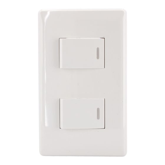 Placa con apagador doble línea Italia 4447 Sanelec