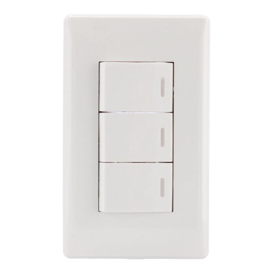 Placa con apagador triple línea Italia 4448 Sanelec