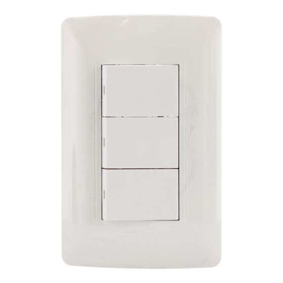 Placa con apagador triple línea Toscana 4458 Sanelec