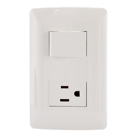 Placa con apagador y contacto línea Toscana 4459 Sanelec