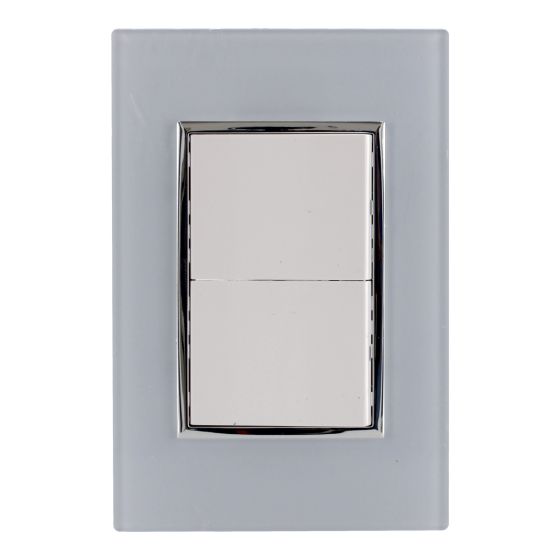 Placa con apagador doble línea Venecia 4475 Sanelec