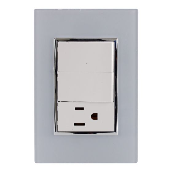 Placa con 2 apagadores y 1 contacto línea Venecia 4476 Sanelec