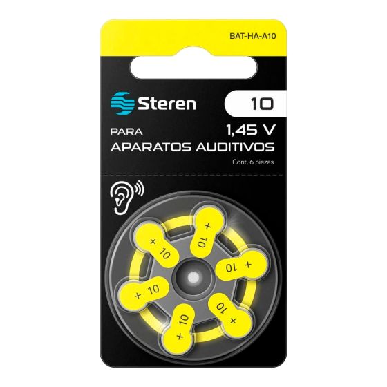 Pila tipo botón ZA10 para aparatos auditivos BAT-HA-A10 Steren