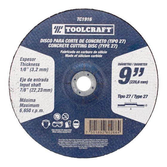 Disco para desbaste 9" x 3.2 mm TC1916 Toolcraft