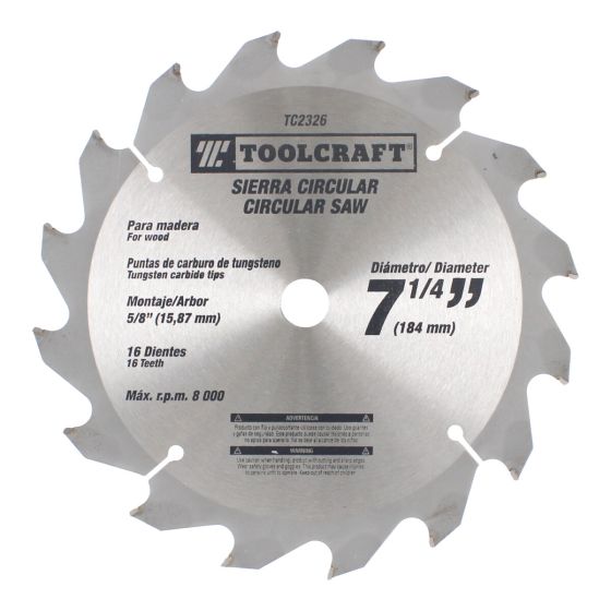 Disco sierra para corte de madera 7-1/4" x 16 D TC2326 Toolcraft