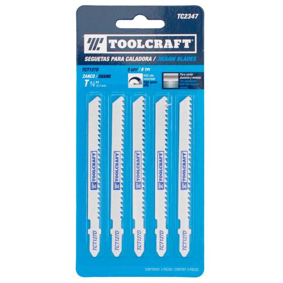 Seguetas para caladora TCT127D 5 piezas TC2347 Toolcraft