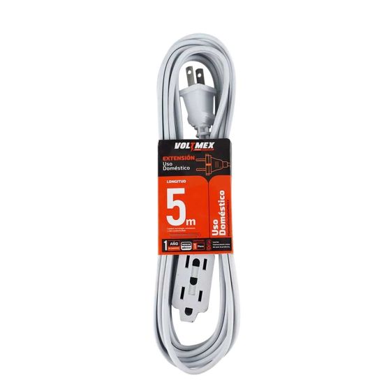 Extensión uso doméstico 5 metros 2x18 AWG VOLTMEX