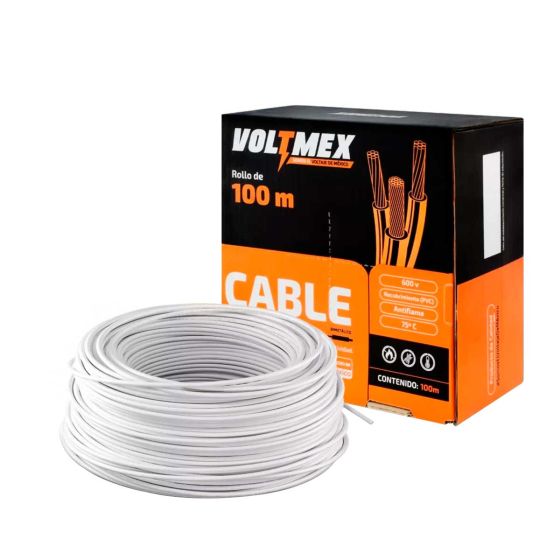 Cable eléctrico THW calibre 12 blanco 100 metros VOLTMEX