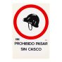 Señalamiento "Prohibido pasar sin casco" 30 x 45 cm