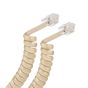 Cable espiral plug a plug RJ9 de 4.5m para auricular telefónico marfil 302-015 Steren