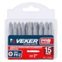 Puntas Phillips PH2 para desarmador de 2" con 15 piezas 12373 Veker