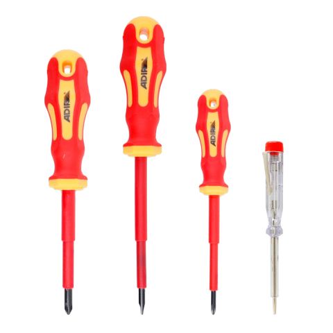 Juego de 3 desarmadores dieléctricos y probador de voltaje 11545 Adir