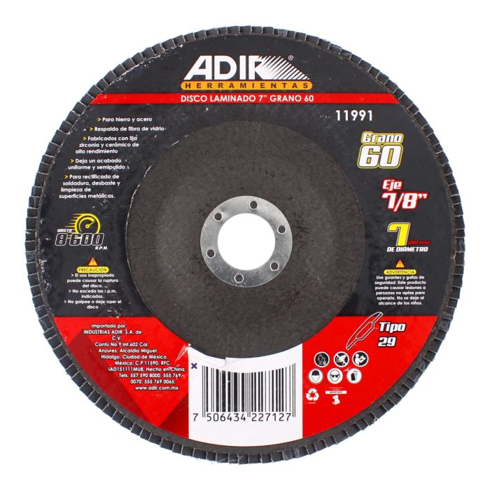 Disco laminado 7" grano 60 11991 Adir