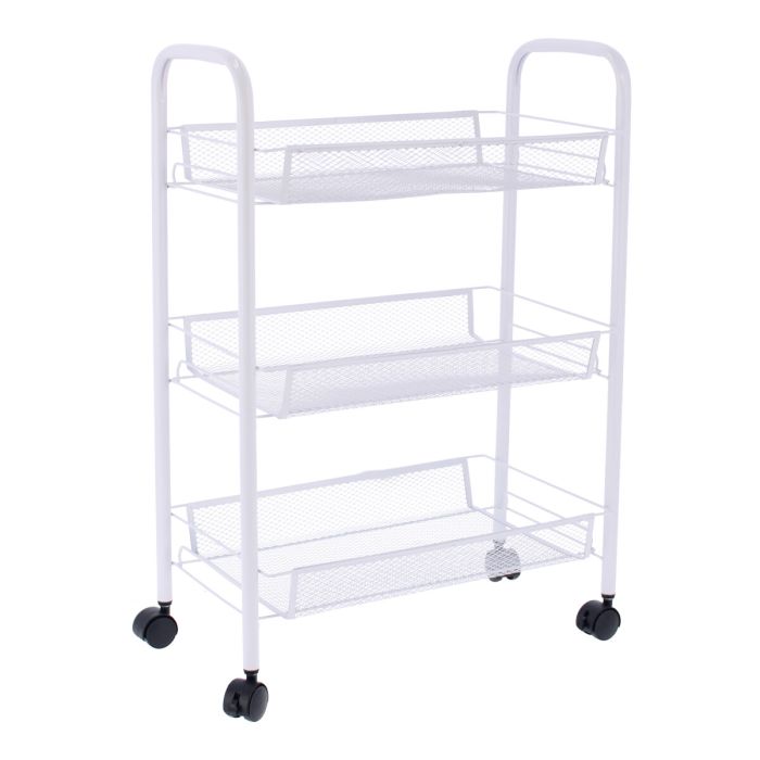 Carrito organizador de metal blanco 12137 DECO HOGAR