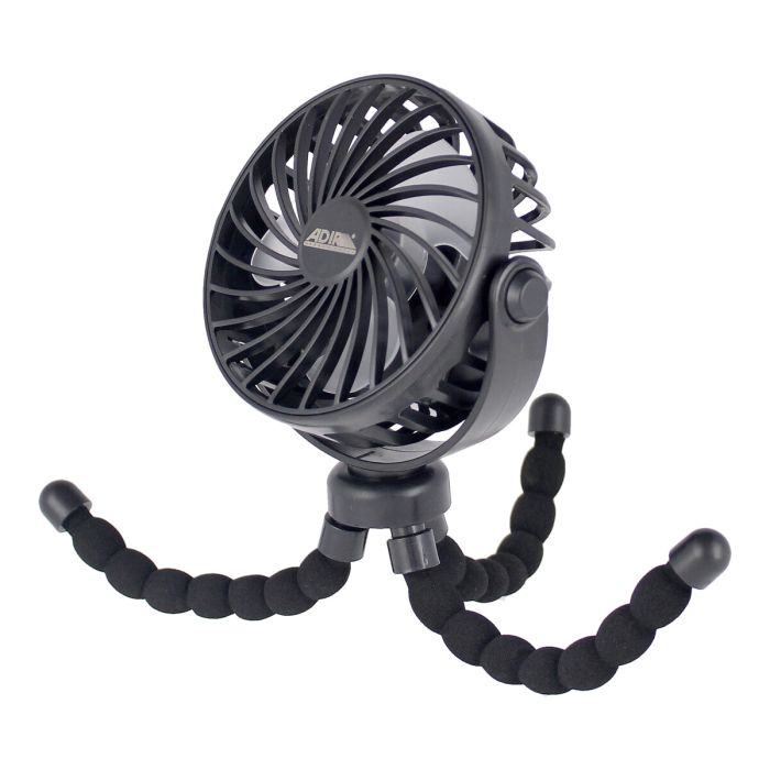 Mini ventilador recargable con Tripie flexible negro 12374 Adir