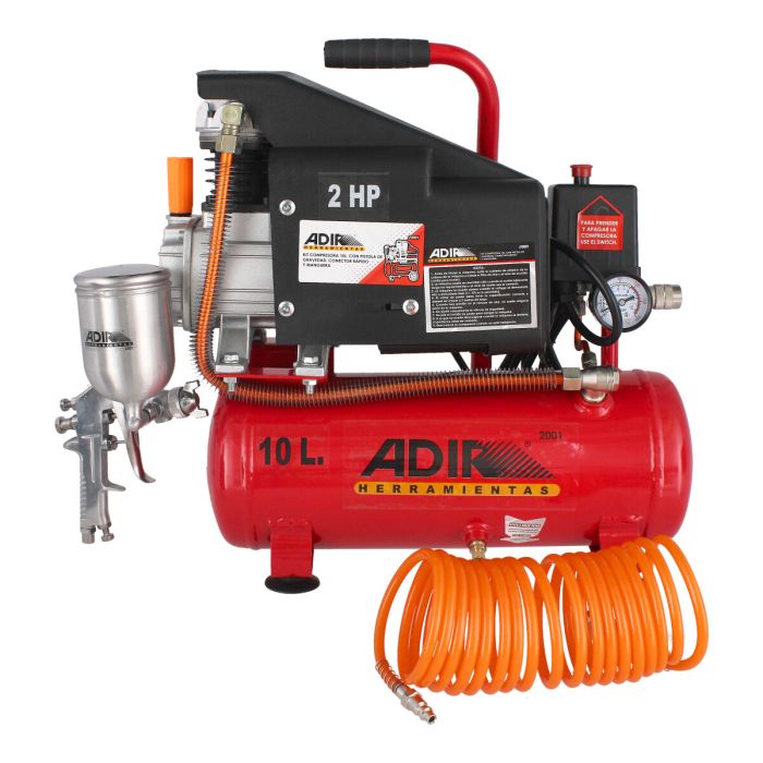 Kit de Compresor 2 HP + pistola de gravedad + manguera de 5 metros 2001 Adir